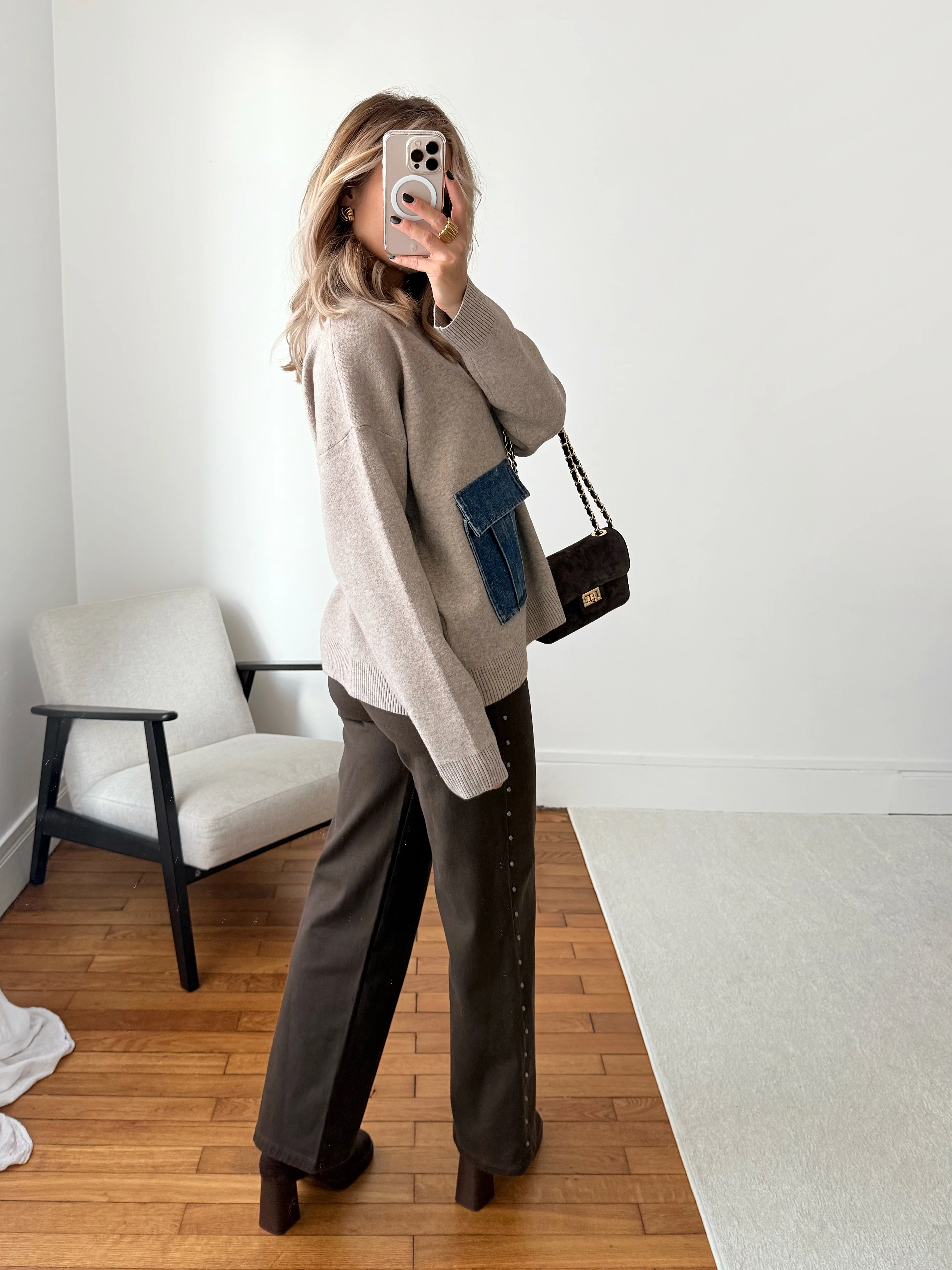 Maille avec poche en denim LOREN - Image 3