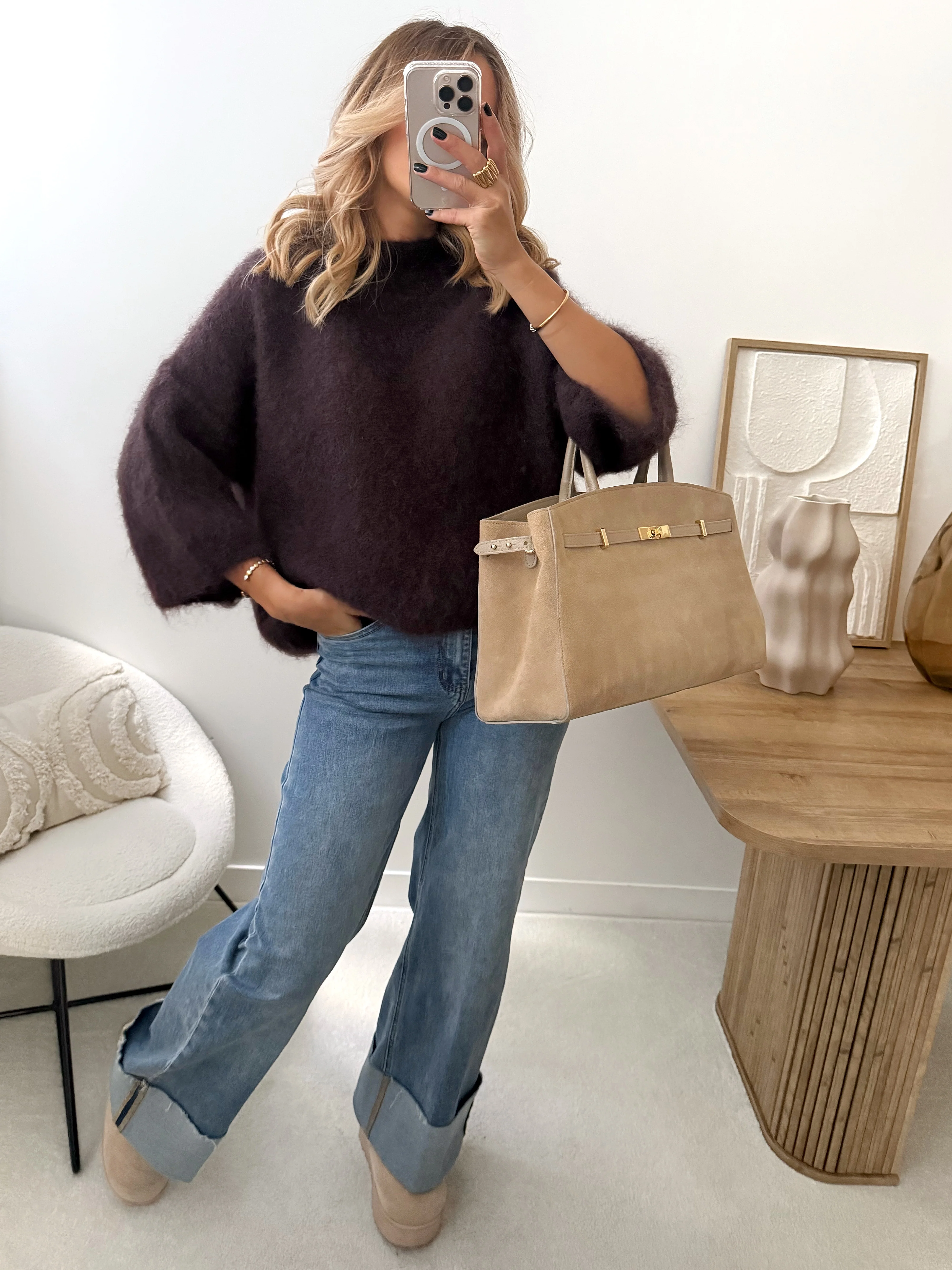 Maille en mohair FERGUSON - chocolat - Image 6