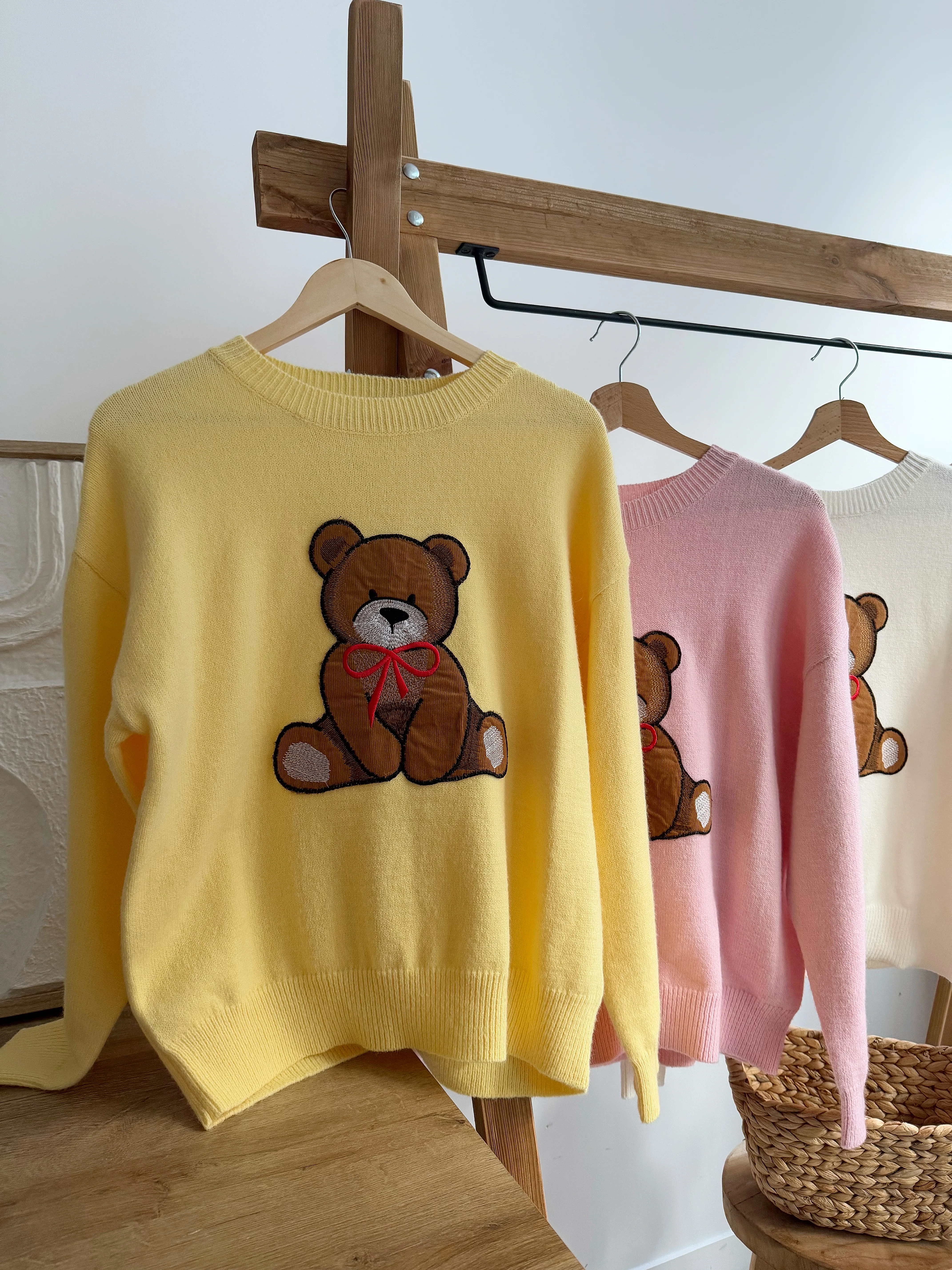 Maille ourson brodé BEAR - blanc - Image 3