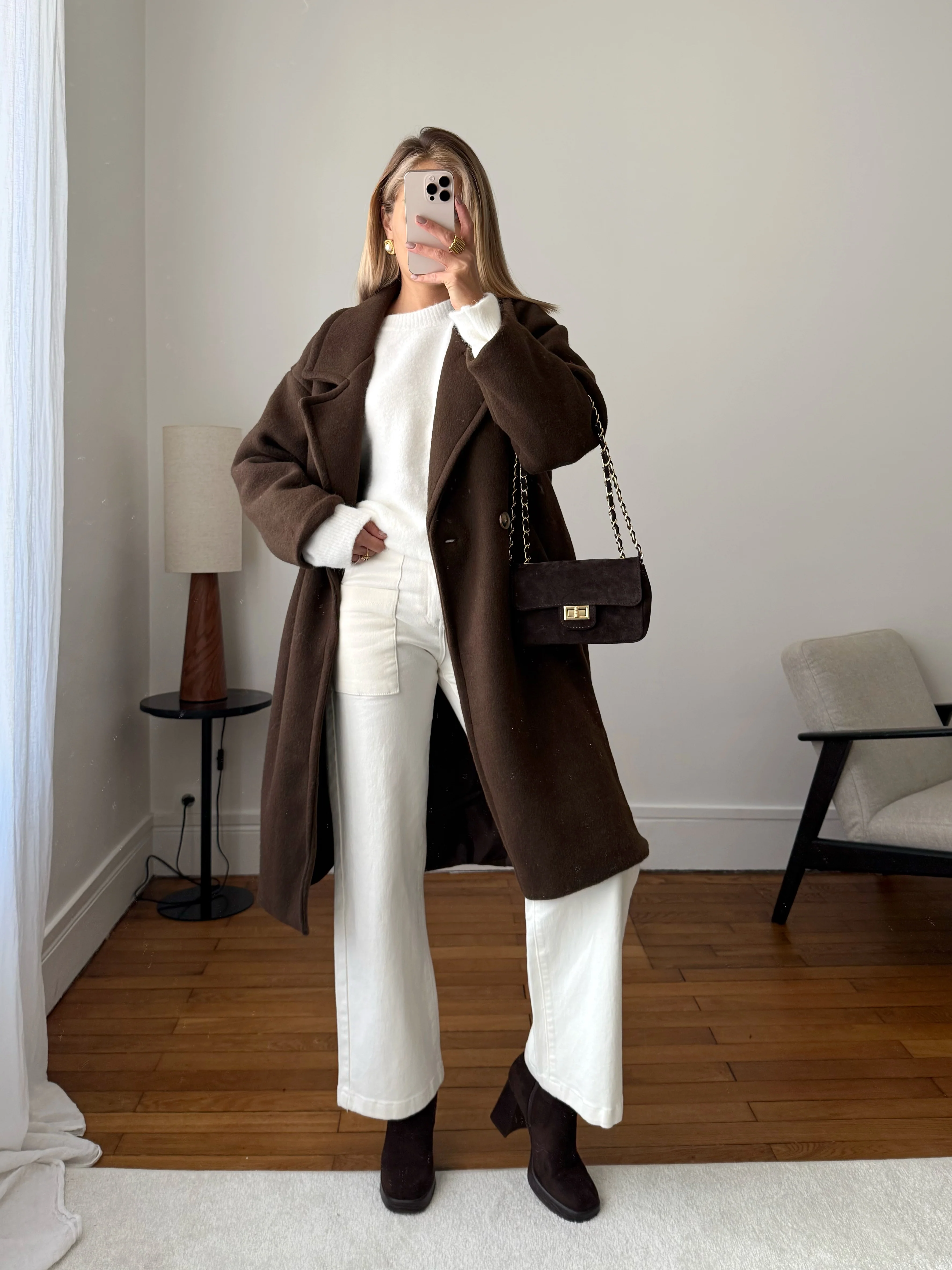 Manteau droit VALERON - chocolat - Image 6
