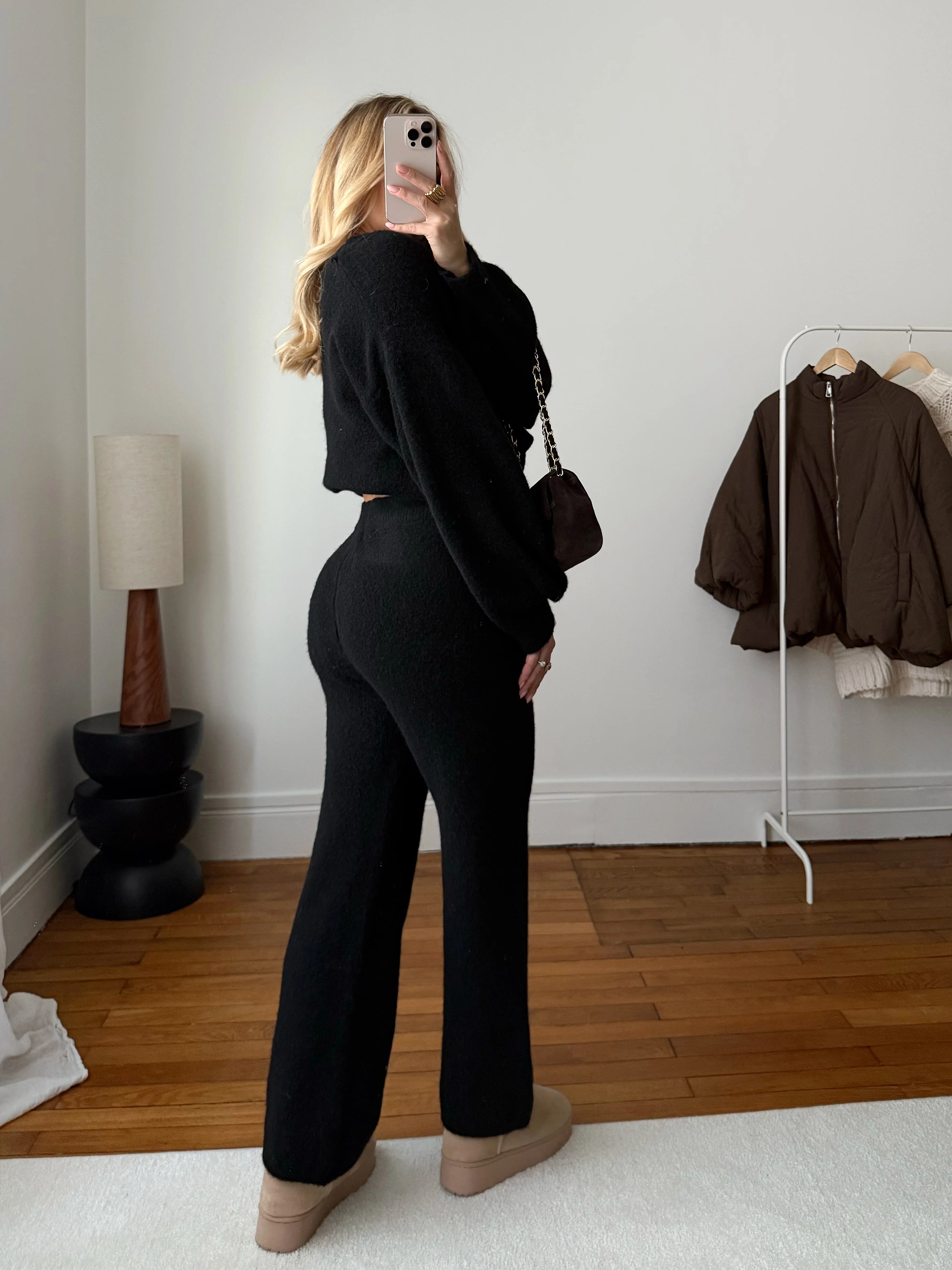 Pantalon maille douce LÉZIN - noir - Image 3