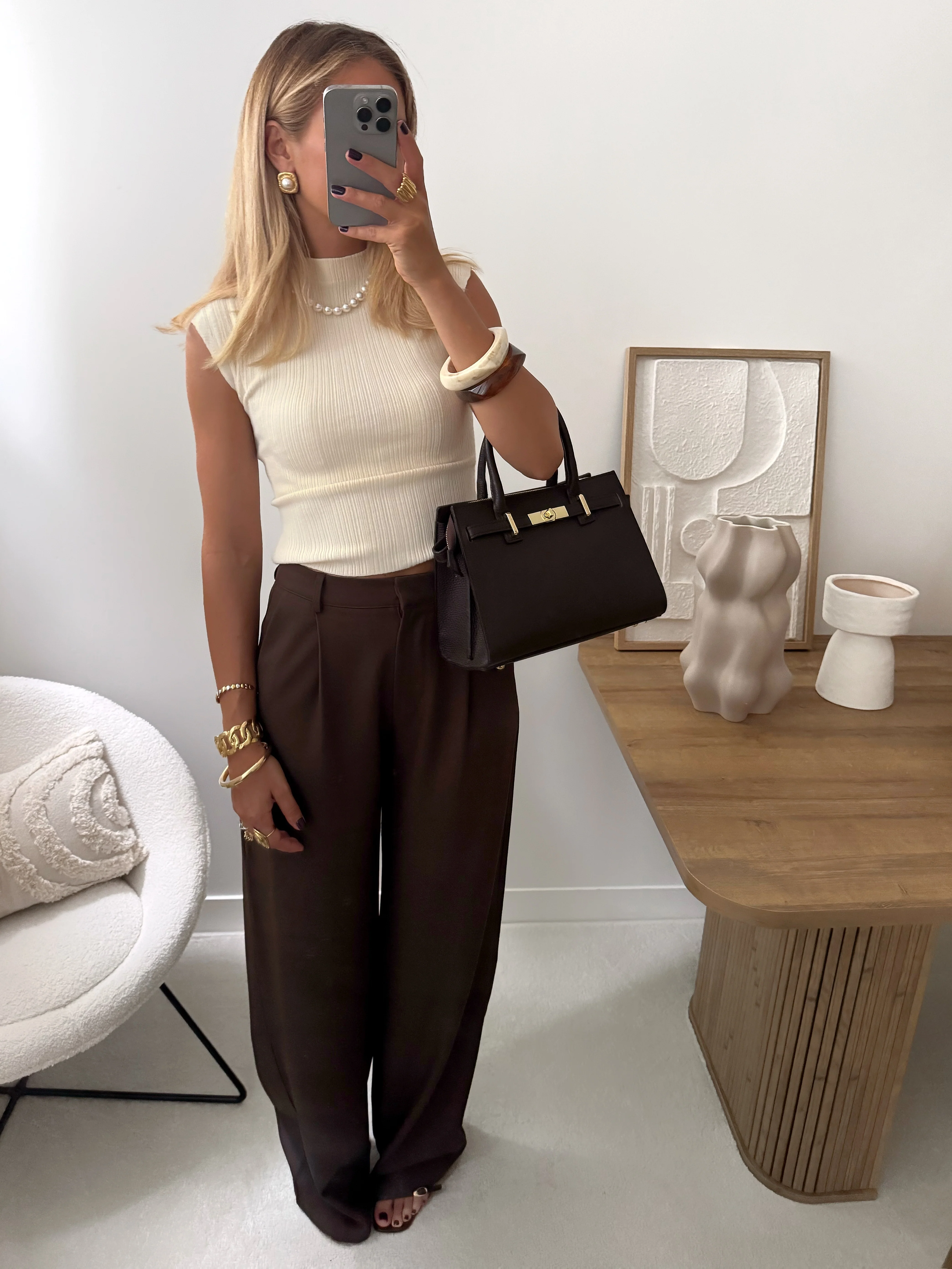Pantalon tailleur DAMIEN - chocolat - Image 11